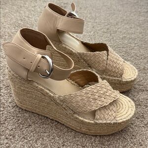 Marc Fisher Beige Woven Espadrille Sandals